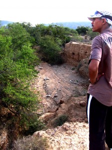 Noel at one of the erosion gullies on Sewefontein